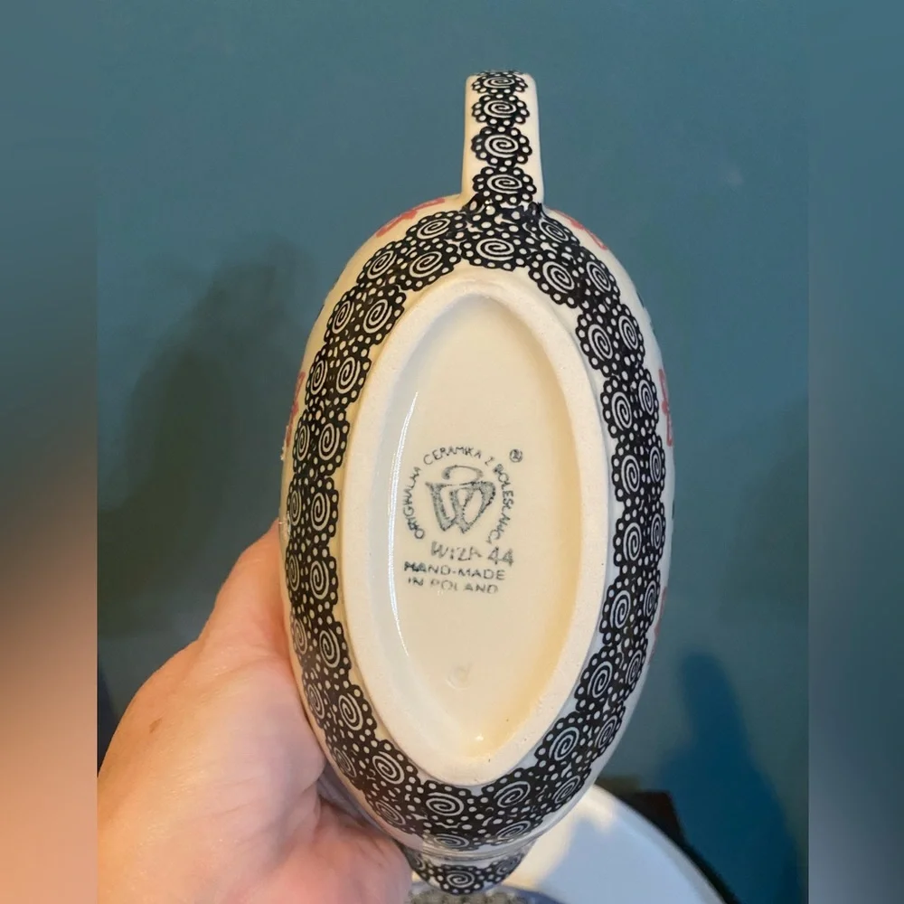 Polish Pottery Gravy Boat with Under plate - Wiza Boleslawiec - Picture 6 of 8